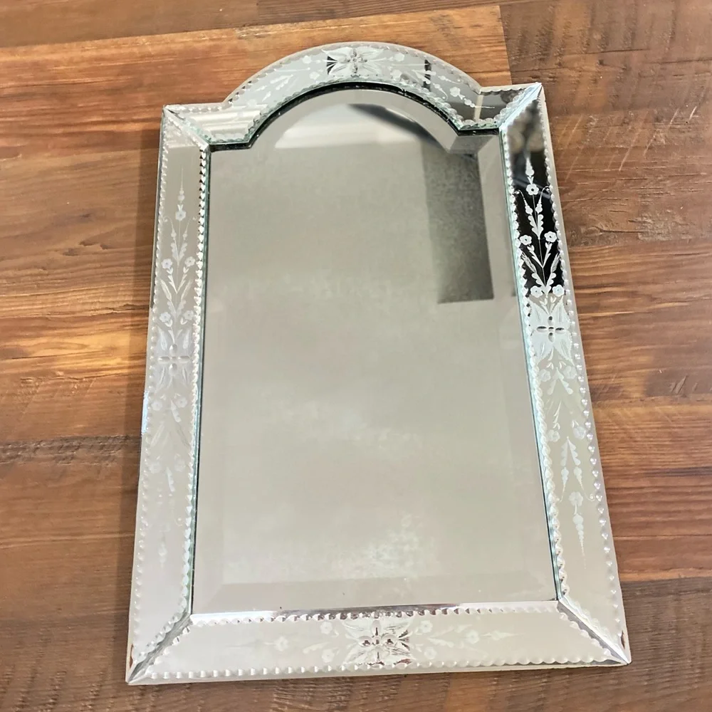 Antiqued Mirror with Art Detailed